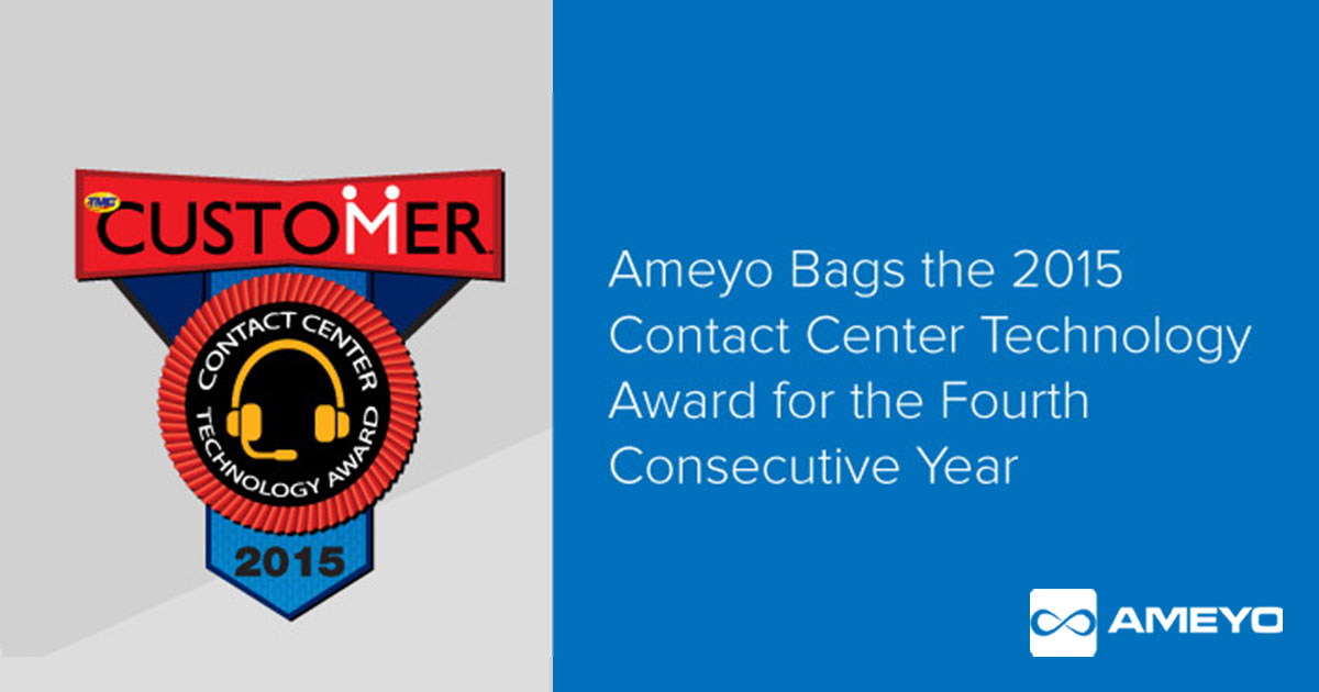 Ameyo Bags the 2015 Contact Center Technology Award for the Fourth Consecutive Year