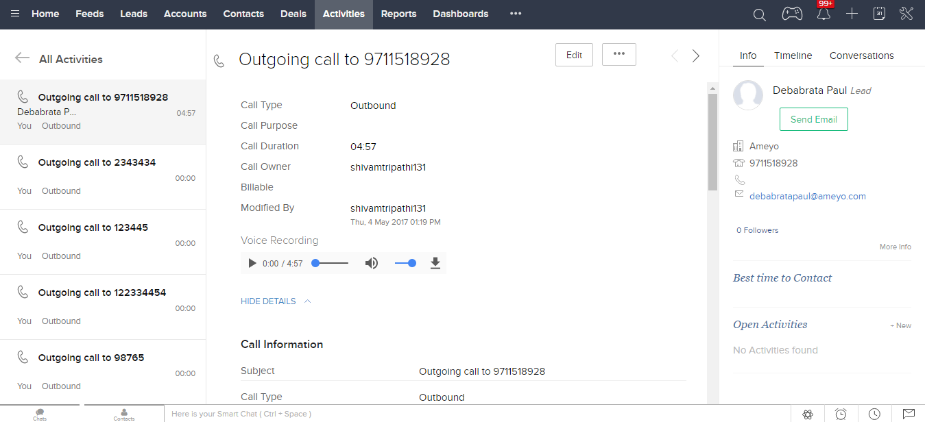 Outbound-Call-history