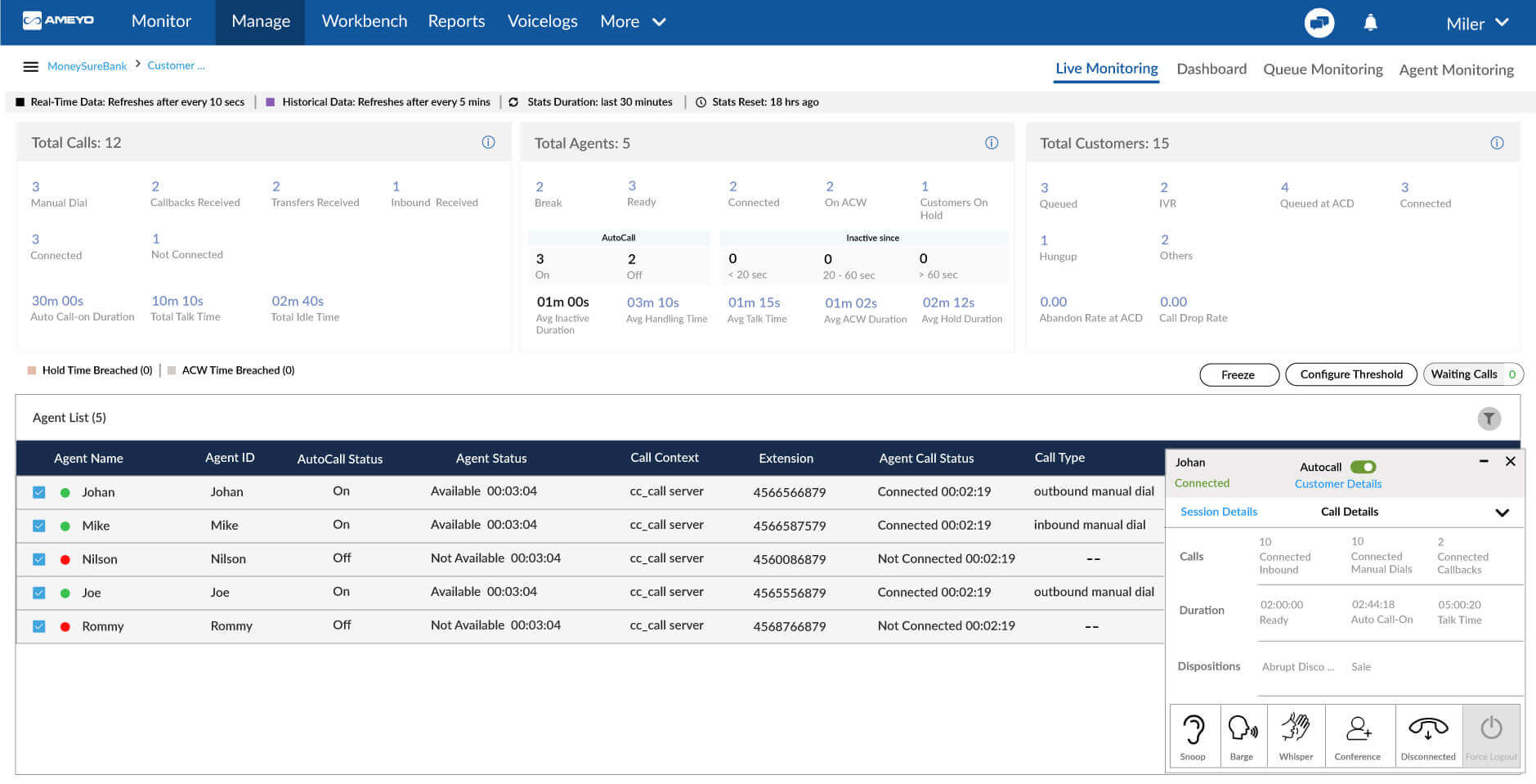 Enable Supervisors with real-time Call Quality Monitoring